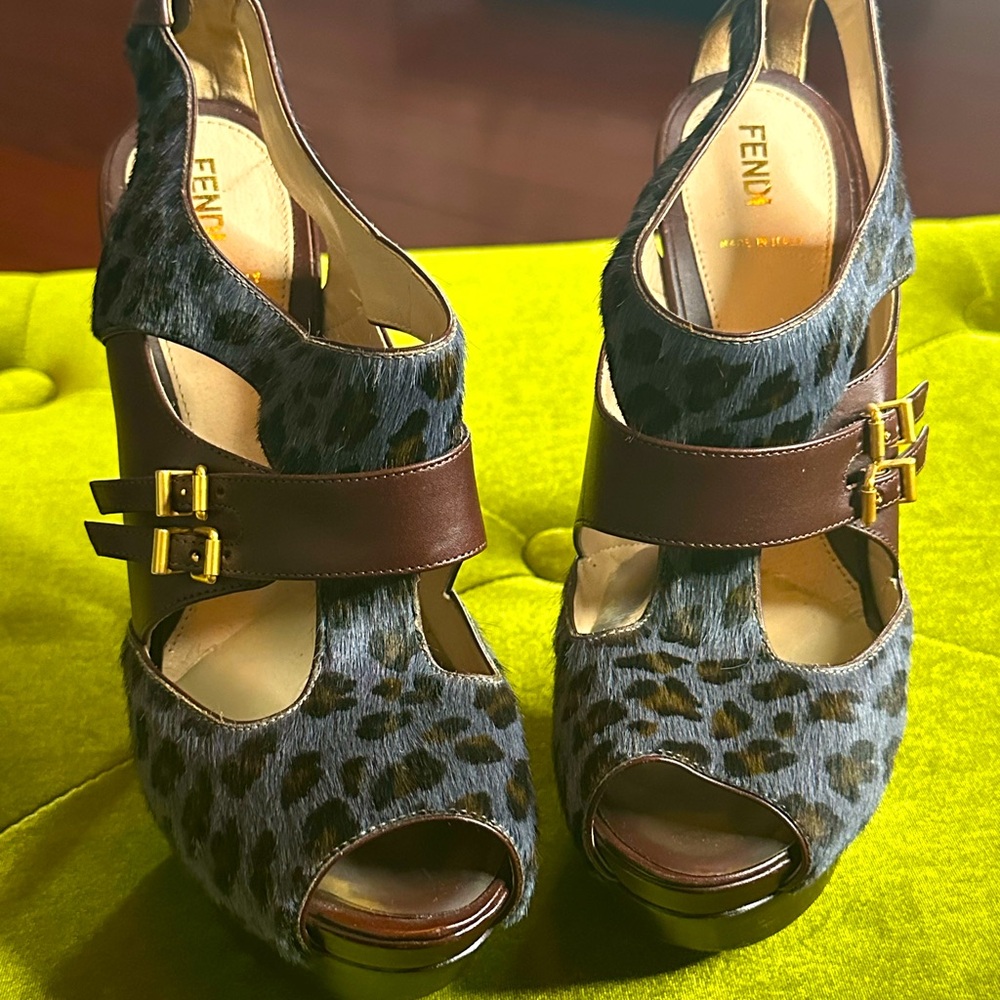 Fendi pony hair/leather platform heels SZ 40 worn once.